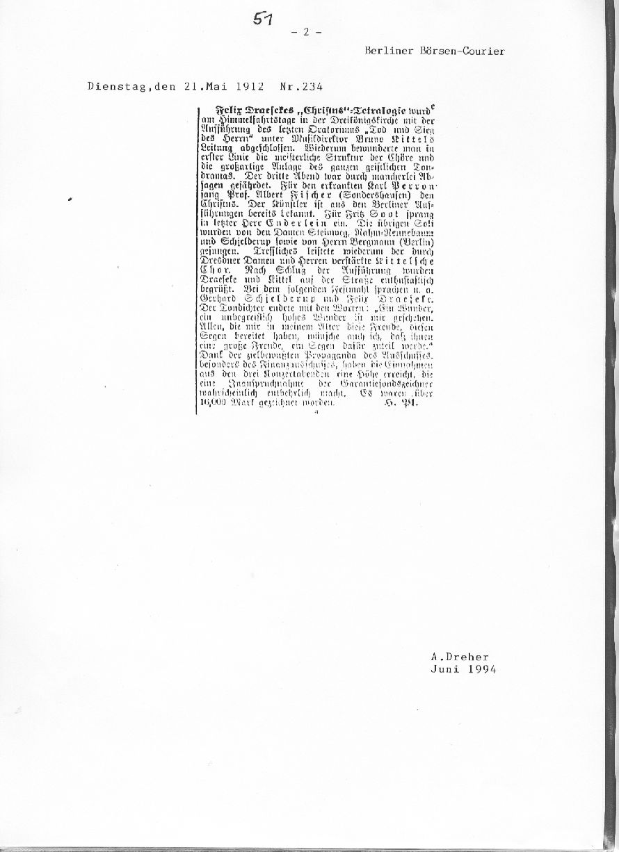 Felix Draesekes Christus (Berliner Brsen-Courier  1912) 