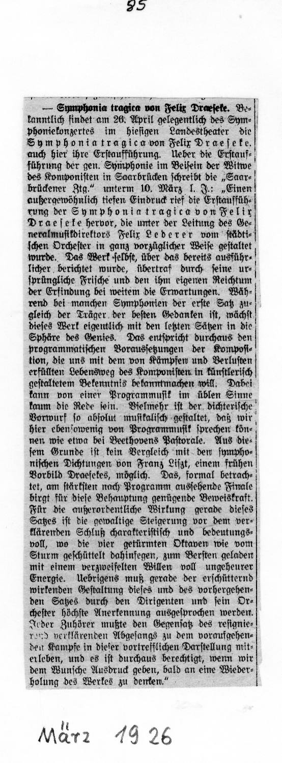 Landestheater Coburg: Symphonia tragica (26 Apr 1926)