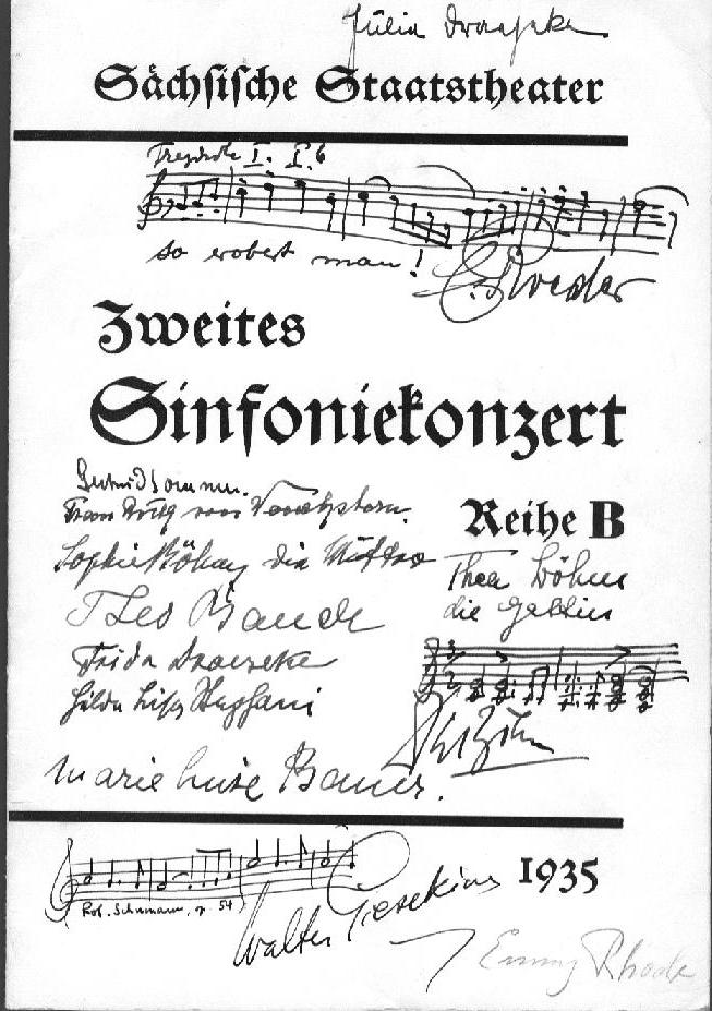Programm: Draeseke - Symphonia Tragica; Schumann - Klavierkonzert; Draeseke - Jubel-overtüre Sächsische Staatskapelle Dresden, Karl Böhm, Walter Gieseking (Sächsische Staatstheater Dresden, 22 Nov 1935)
