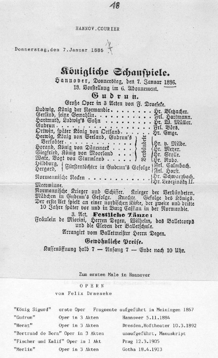 Oper "Gudrun" (Hannover, 7 Jan 1886)