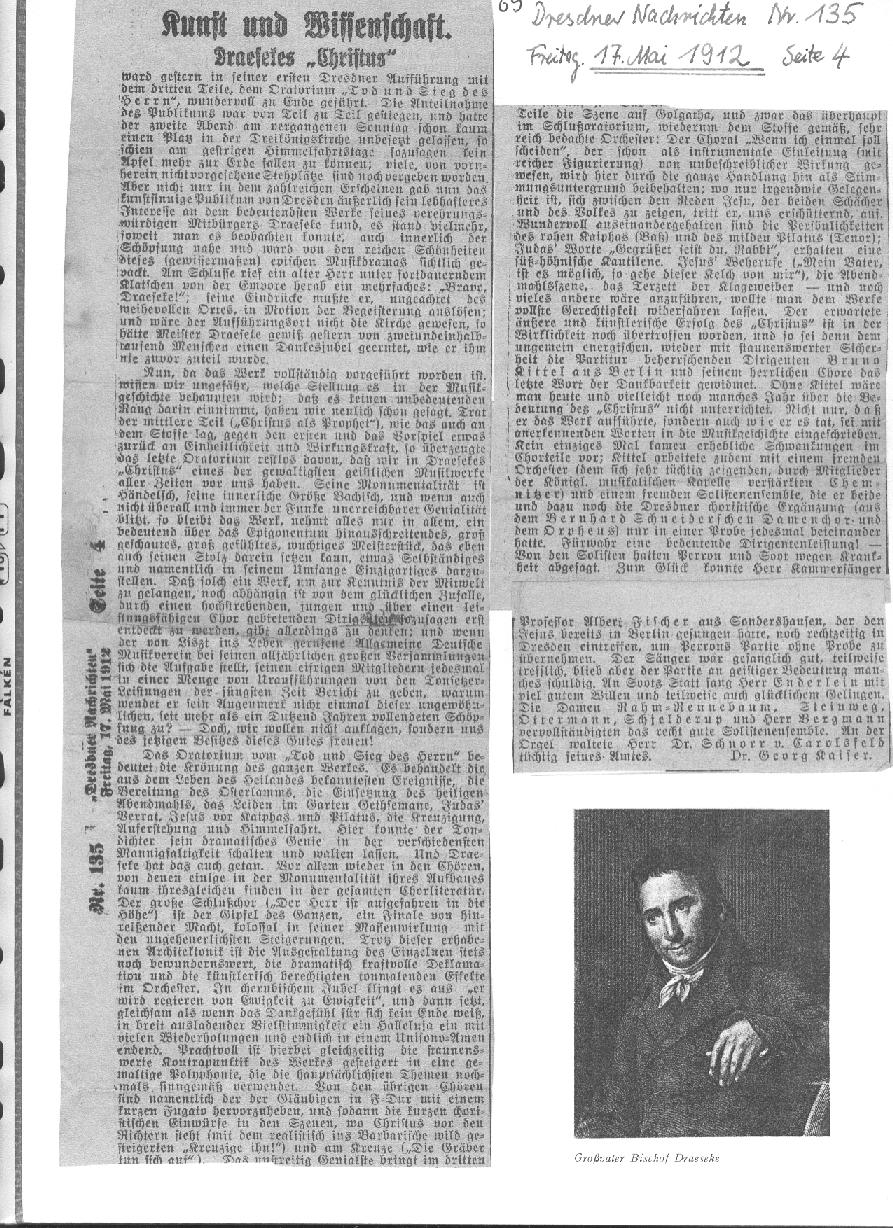 Dr. Georg Kaiser: Draesekes "Christus" (Dresdner Nachrichten, Nr.135; 17 Mai 1912)