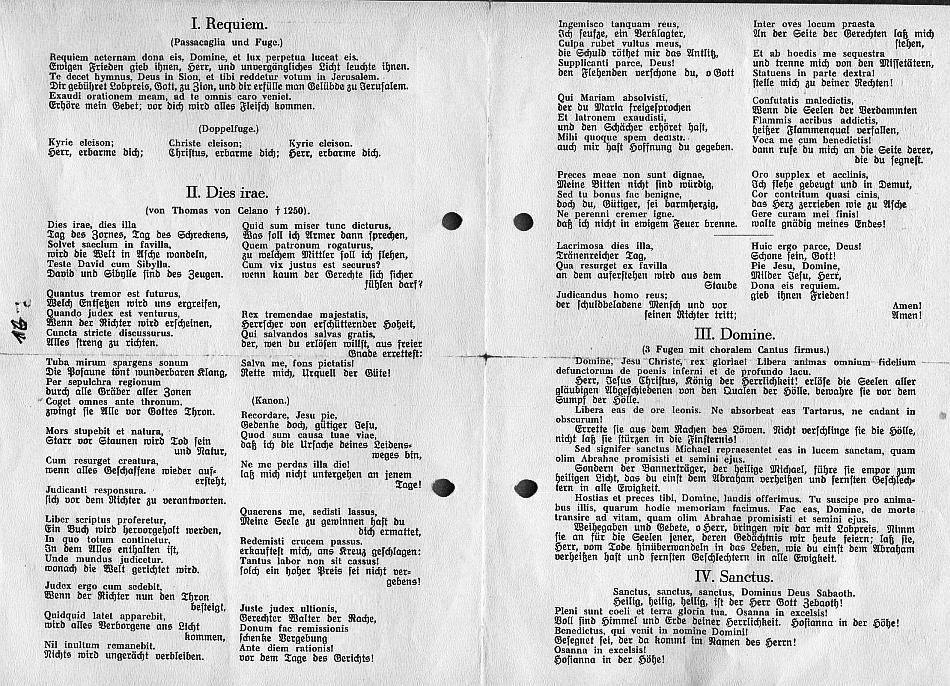 Pfarrkirche Marburg - Marburger Konzert-Verein E.V.: Draeseke - Requiem H-moll op. 22; Bruckner - Te Deum (Collegium Musicum, Konzertvereins-Chor, H. Stephani) - 20 Nov 1932