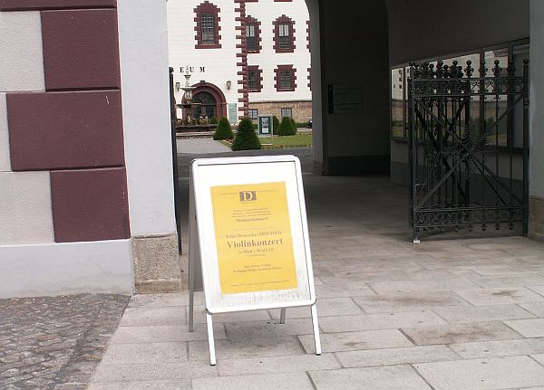 Concert notice in the Schloss Elisabethenburg of Meiningen