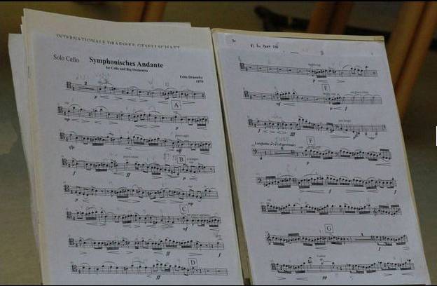 Cellostimme von Draesekes "Sinfonischem Andante" für Cello und großes Orchester. 
