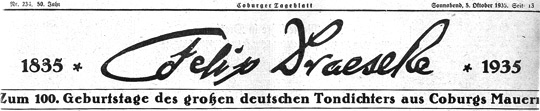 Zum 100. Geburtstag von Felix Draeseke 1835-1935