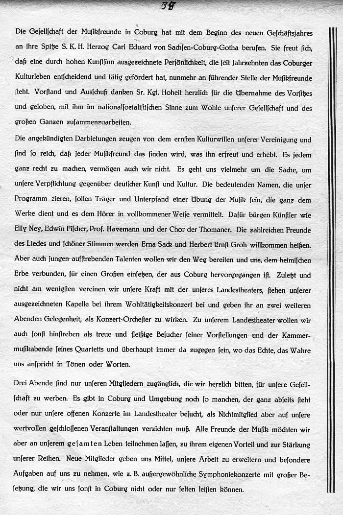 Gesellschaft der Musikfreunde Coburg: Veranstaltungen Winter 1935-1936; Draeseke-Feier 100. Geb. Sept 1935-Feb 1936